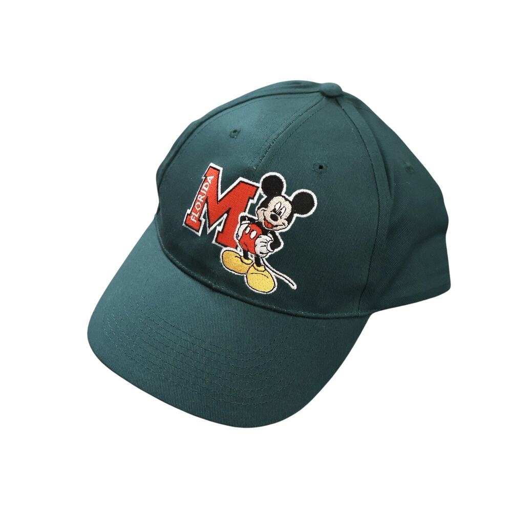 Vintage Disney Mickey Mouse Florida Embroidered Green Snapback Hat 90s Y2K
